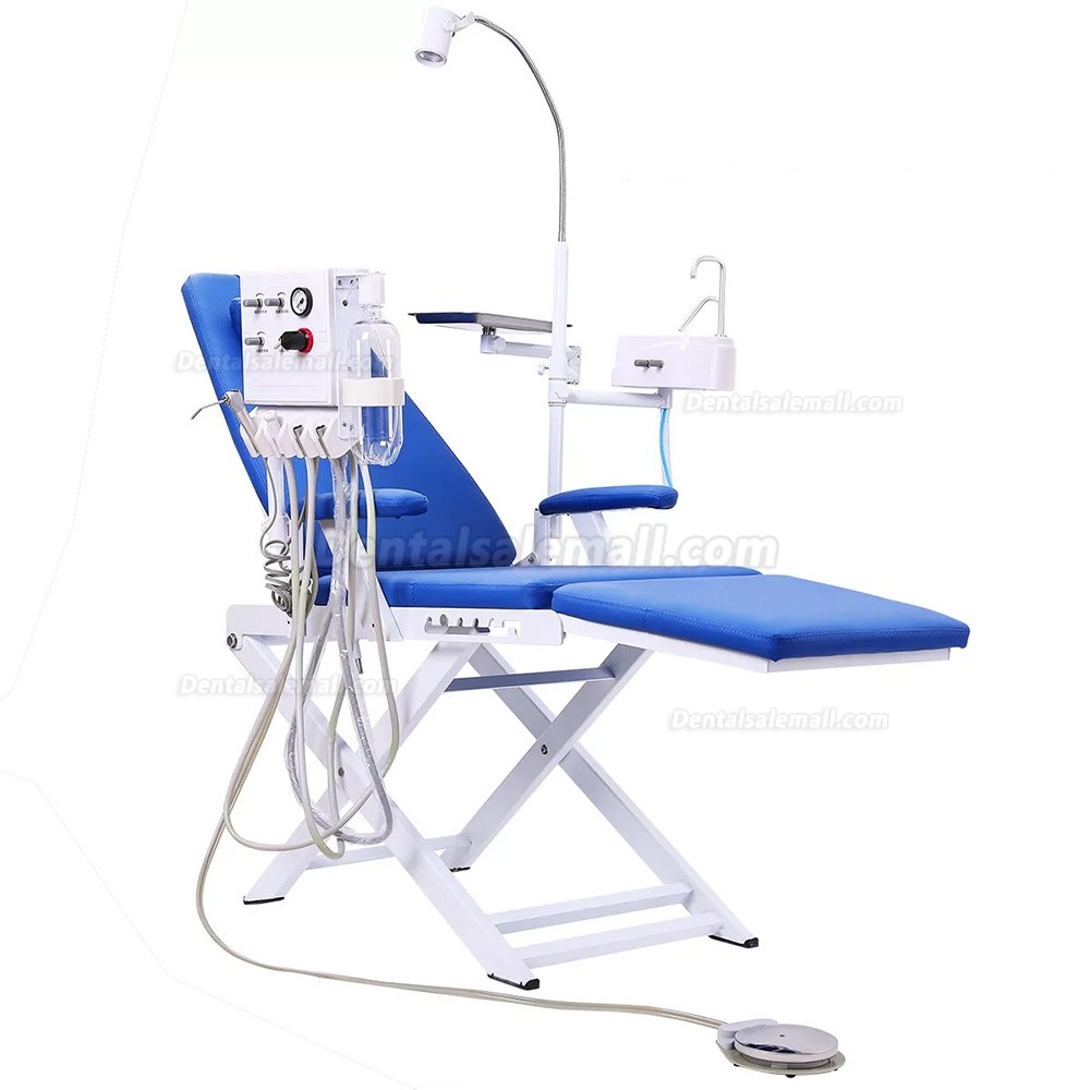 Portable Mobile Dental Folding Chair with LED Light + Air Turbine Unit + Tray